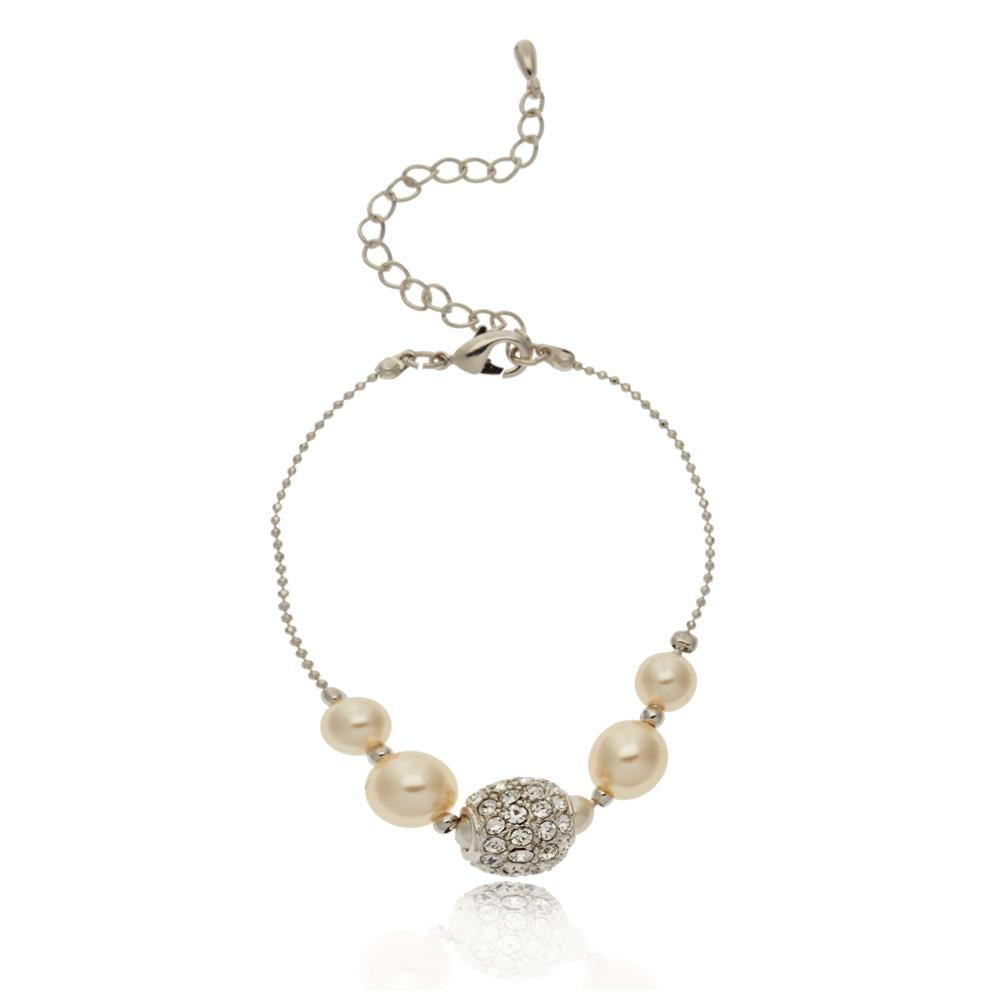 Paulette Rhodium & Pearl Bracelet