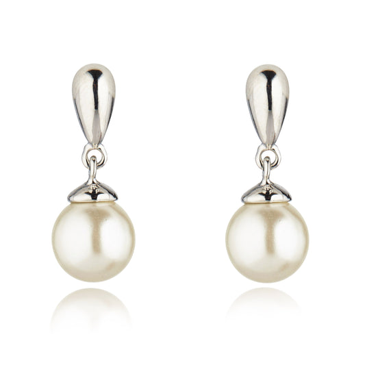 Bolonia Pearl, Crystal & Rhodium Earrings