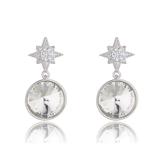 Crystal Star Rhodium Earrings