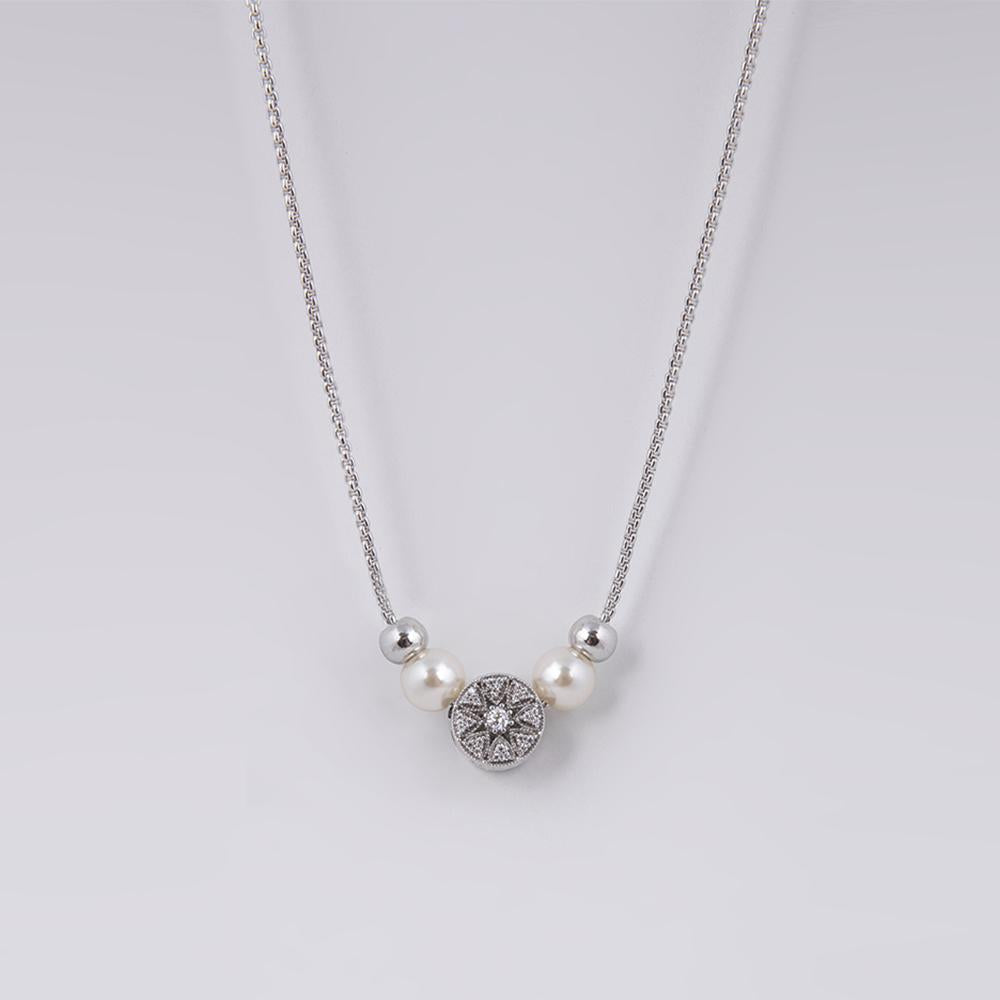 Maya Rhodium Long Necklace