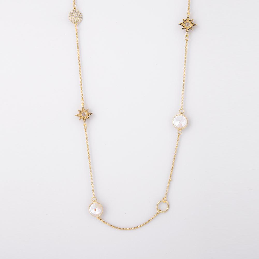 Crystal Star Long Gold Necklace