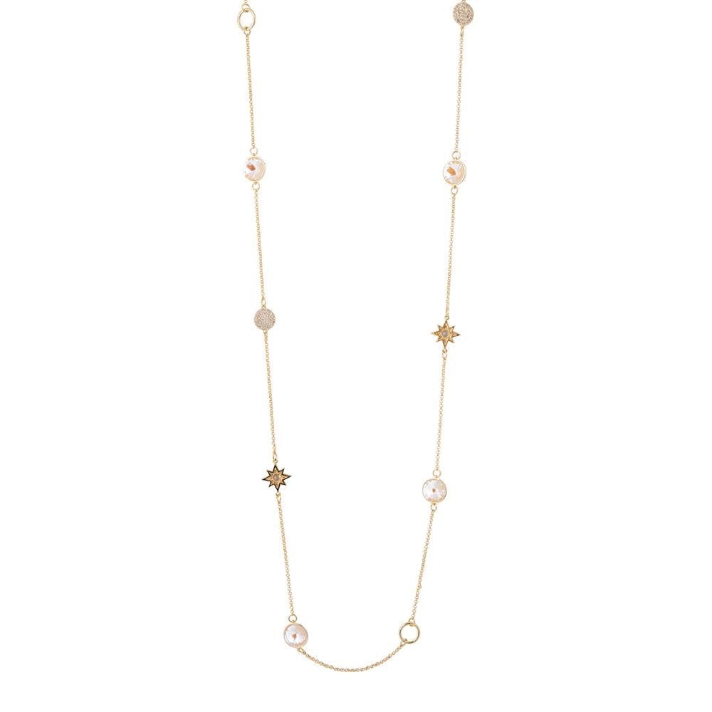 Crystal Star Long Gold Necklace