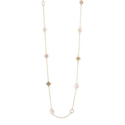 Crystal Star Long Gold Necklace