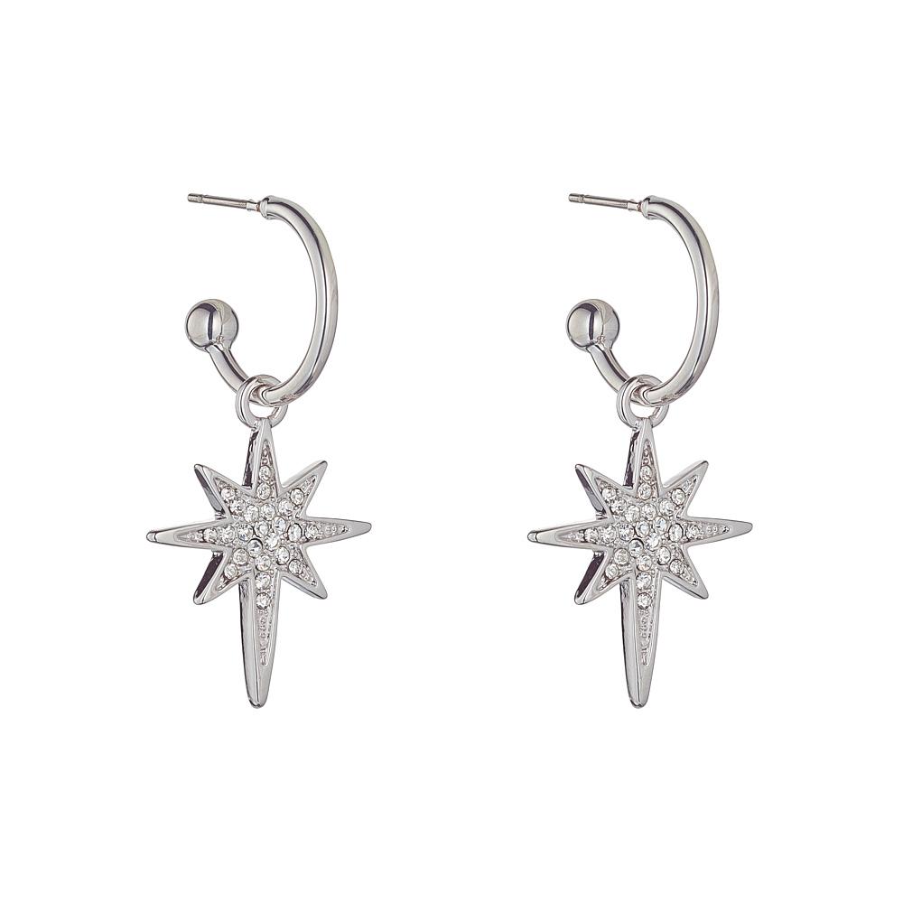 Crystal Star Silver Earrings