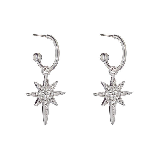 Crystal Star Silver Earrings